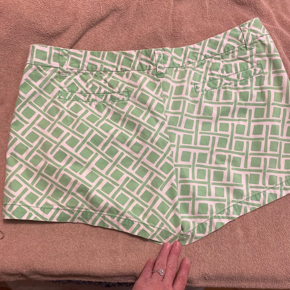 Merona Green Abstract Flat Front Chino Shorts